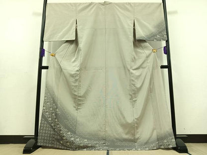 平和屋着物▽本塩沢 訪問着 単衣 有栖川文様 正絹 逸品 AABD6478jh