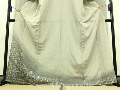 平和屋着物▽本塩沢 訪問着 単衣 有栖川文様 正絹 逸品 AABD6478jh