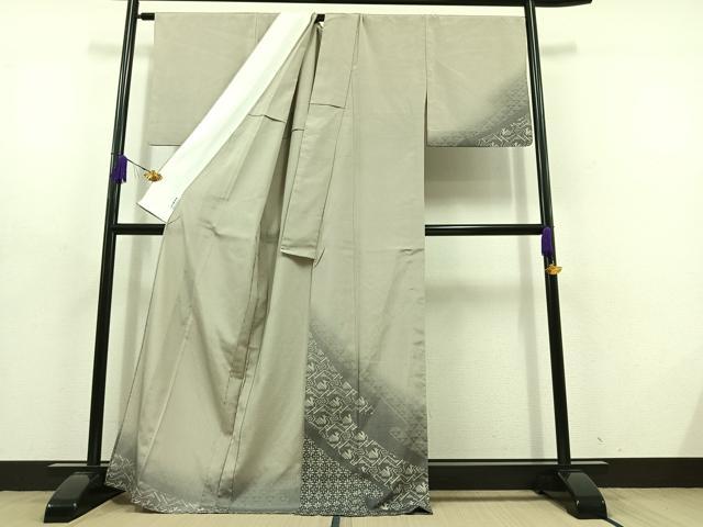 平和屋着物▽本塩沢 訪問着 単衣 有栖川文様 正絹 逸品 AABD6478jh