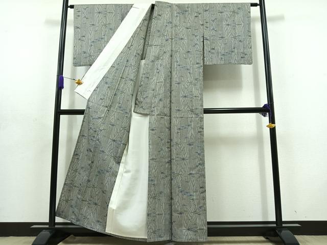 平和屋着物▽本場大島紬 単衣 7マルキ 枝葉文 正絹 逸品 AABD6479jh