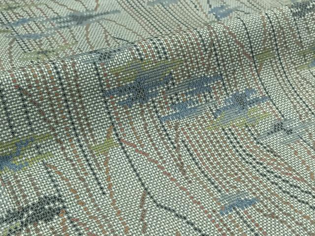 平和屋着物▽本場大島紬 単衣 7マルキ 枝葉文 正絹 逸品 AABD6479jh