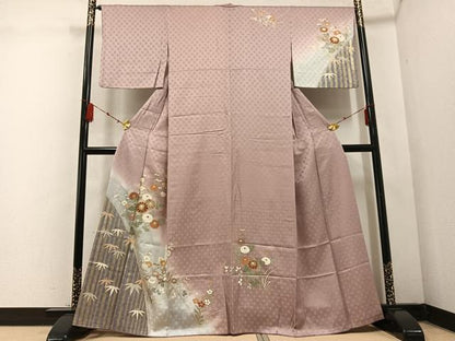 平和屋着物●訪問着 草花文 暈し染め 金彩 正絹 逸品 AABD6488ph