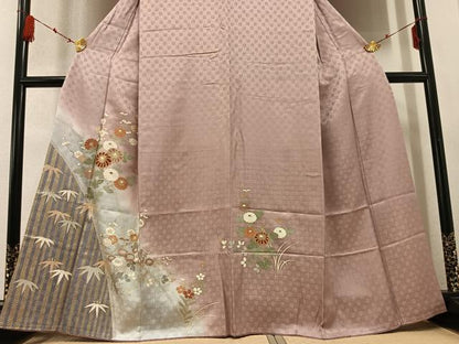 平和屋着物●訪問着 草花文 暈し染め 金彩 正絹 逸品 AABD6488ph