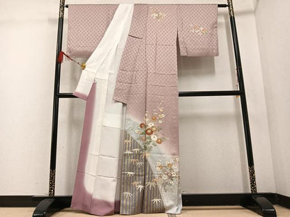 平和屋着物●訪問着 草花文 暈し染め 金彩 正絹 逸品 AABD6488ph