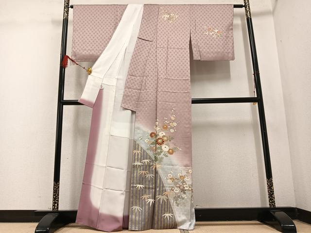 平和屋着物●訪問着 草花文 暈し染め 金彩 正絹 逸品 AABD6488ph