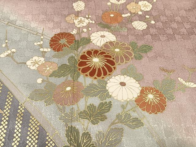 平和屋着物●訪問着 草花文 暈し染め 金彩 正絹 逸品 AABD6488ph
