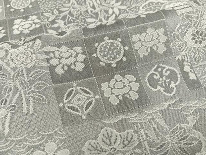 平和屋着物●山岡古都・古都染人　染織美術品　薬墨染　天目織　お召　草花地紋　反端付き　正絹　逸品　未使用　AABD6495ph