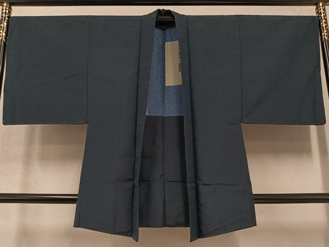 平和屋着物●男性　紬　アンサンブル　色無地　褐返し色　正絹　逸品　AABD6496ph