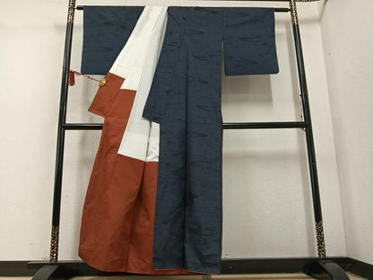 平和屋着物●本場大島紬　カタス9マルキ　霞文　たかし織物謹製　証紙付き　正絹　逸品　AABD6497ph