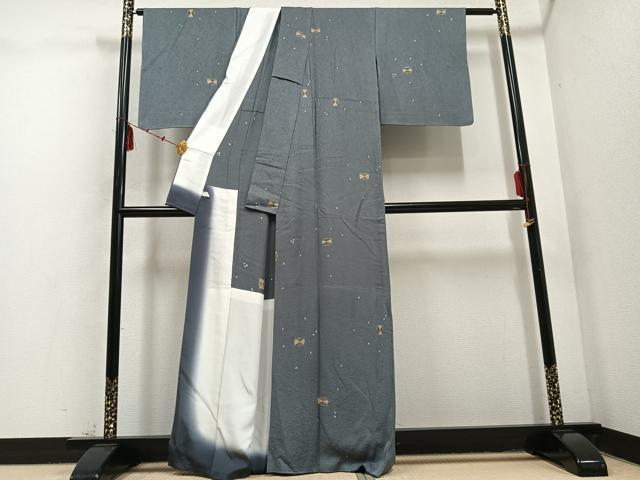 平和屋着物●上質な小紋 色紙文 胴抜き仕立て 正絹 逸品 AABD6502ph