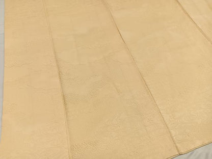 平和屋着物●上質な色無地 吉祥花地紋 丁子色 三越扱い 正絹 逸品 AABD6503ph