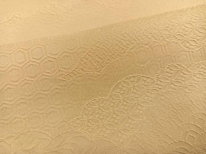 平和屋着物●上質な色無地 吉祥花地紋 丁子色 三越扱い 正絹 逸品 AABD6503ph