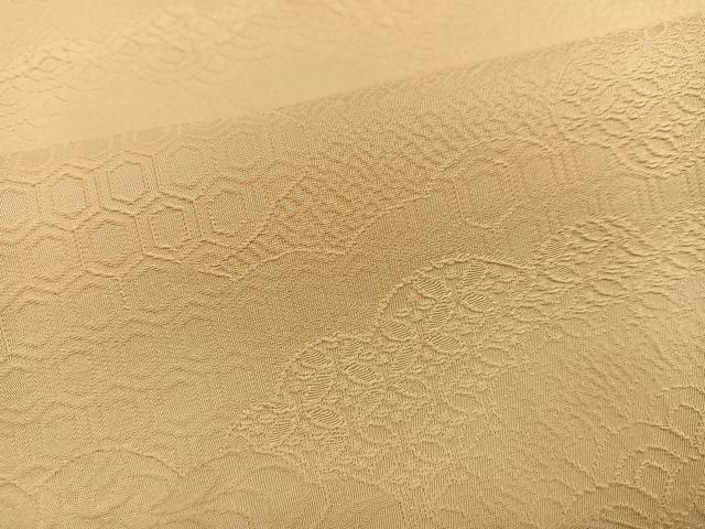 平和屋着物●上質な色無地 吉祥花地紋 丁子色 三越扱い 正絹 逸品 AABD6503ph