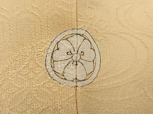 平和屋着物●上質な色無地 吉祥花地紋 丁子色 三越扱い 正絹 逸品 AABD6503ph