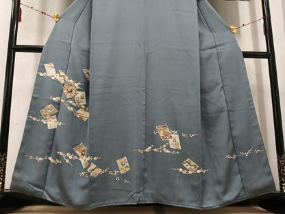 平和屋着物●訪問着 駒刺繍 色紙草花文 金彩 正絹 逸品 AABD6513ph