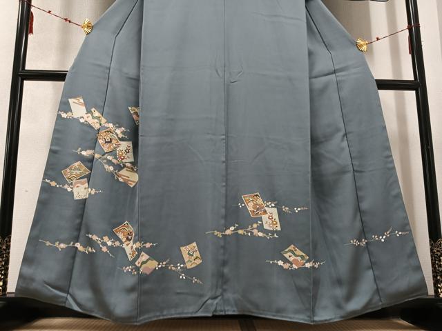 平和屋着物●訪問着 駒刺繍 色紙草花文 金彩 正絹 逸品 AABD6513ph