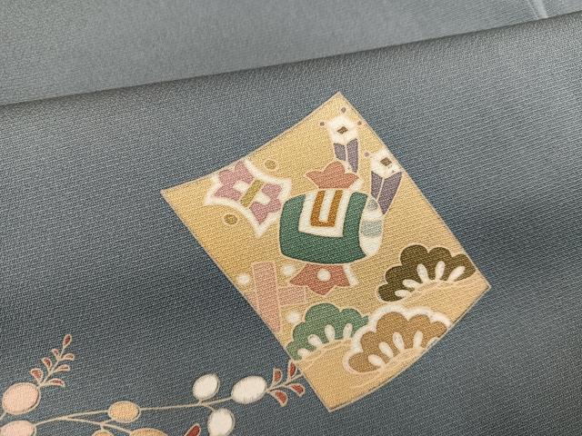平和屋着物●訪問着 駒刺繍 色紙草花文 金彩 正絹 逸品 AABD6513ph