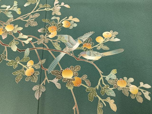 平和屋着物●訪問着　友禅　作家物　枝花に休み鳥　暈し染め　正絹　逸品　AABD6519ph
