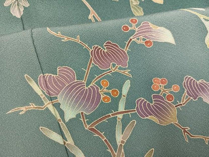 平和屋着物●訪問着　友禅　作家物　枝花に休み鳥　暈し染め　正絹　逸品　AABD6519ph