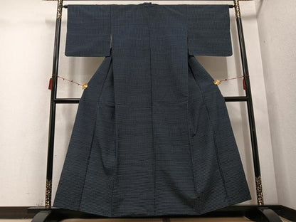平和屋着物●上質な紬 格子 正絹 逸品 AABD6522ph