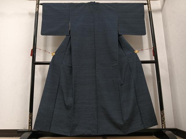 平和屋着物●上質な紬 格子 正絹 逸品 AABD6522ph