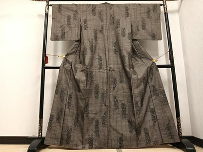 平和屋着物●本場大島紬　カタス9マルキ　草花文　正絹　逸品　AABD6524ph