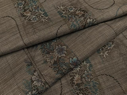 平和屋着物●本場大島紬　カタス9マルキ　草花文　正絹　逸品　AABD6524ph