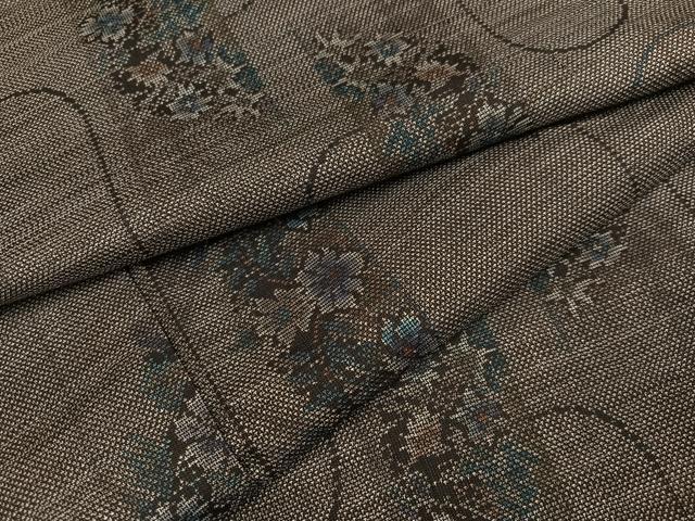 平和屋着物●本場大島紬　カタス9マルキ　草花文　正絹　逸品　AABD6524ph