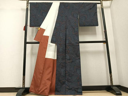 平和屋着物●本場大島紬　カタス7マルキ　花尽くし　正絹　逸品　AABD6525ph