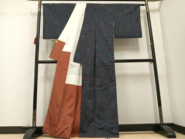 平和屋着物●本場大島紬　カタス7マルキ　花尽くし　正絹　逸品　AABD6525ph