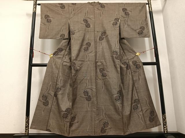 平和屋着物●本場大島紬　カタス9マルキ　花唐草文　正絹　逸品　AABD6529ph