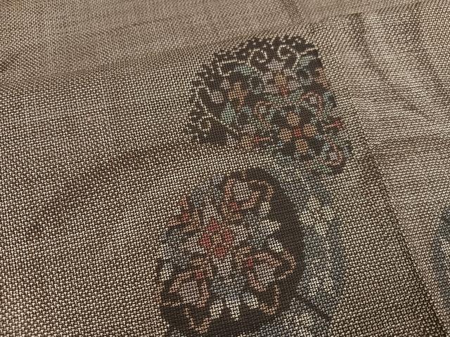 平和屋着物●本場大島紬　カタス9マルキ　花唐草文　正絹　逸品　AABD6529ph