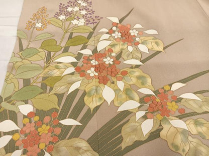 平和屋着物●訪問着 駒刺繍 草花文 金彩 正絹 逸品 AABD6546ph