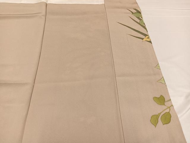 平和屋着物●訪問着 駒刺繍 草花文 金彩 正絹 逸品 AABD6546ph