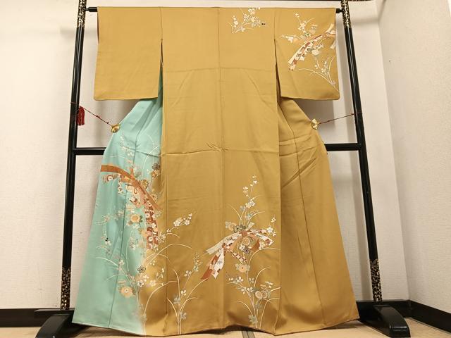 平和屋着物●訪問着 駒刺繍 束ね熨斗花文 金彩 正絹 逸品 AABD6552ph