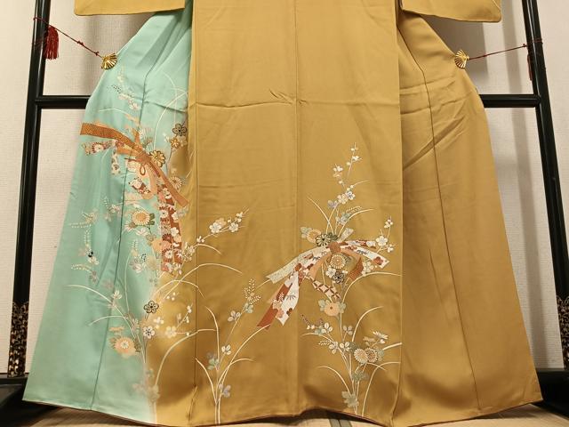 平和屋着物●訪問着 駒刺繍 束ね熨斗花文 金彩 正絹 逸品 AABD6552ph