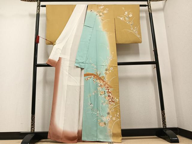 平和屋着物●訪問着 駒刺繍 束ね熨斗花文 金彩 正絹 逸品 AABD6552ph