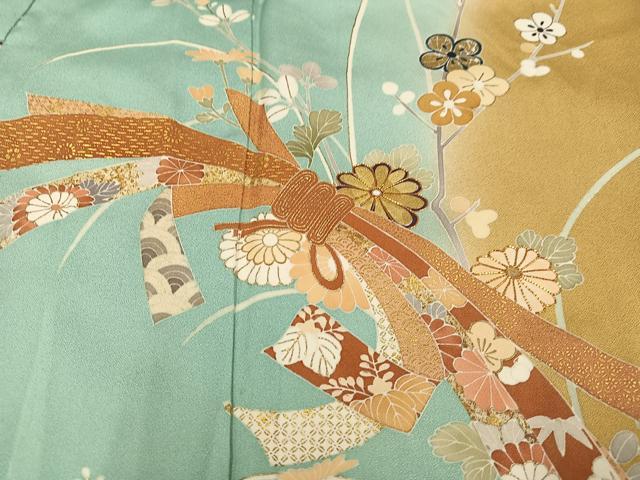 平和屋着物●訪問着 駒刺繍 束ね熨斗花文 金彩 正絹 逸品 AABD6552ph