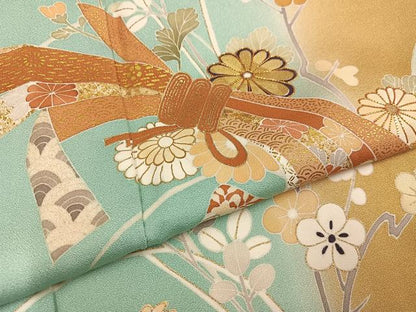 平和屋着物●訪問着 駒刺繍 束ね熨斗花文 金彩 正絹 逸品 AABD6552ph