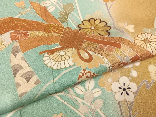 平和屋着物●訪問着 駒刺繍 束ね熨斗花文 金彩 正絹 逸品 AABD6552ph
