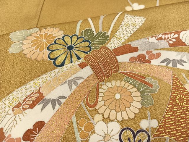 平和屋着物●訪問着 駒刺繍 束ね熨斗花文 金彩 正絹 逸品 AABD6552ph