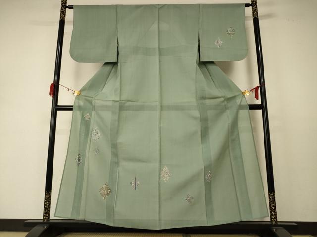 平和屋着物＊夏物 絹芭蕉 訪問着 紗 花菱文 正絹 逸品 AABD6561jd