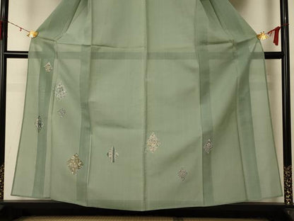 平和屋着物＊夏物 絹芭蕉 訪問着 紗 花菱文 正絹 逸品 AABD6561jd