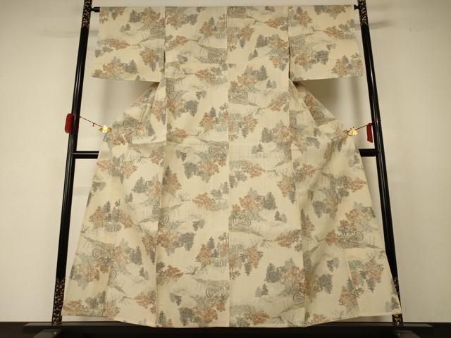 平和屋着物＊夏物 紗紬 風景文 正絹 逸品 AABD6565jd