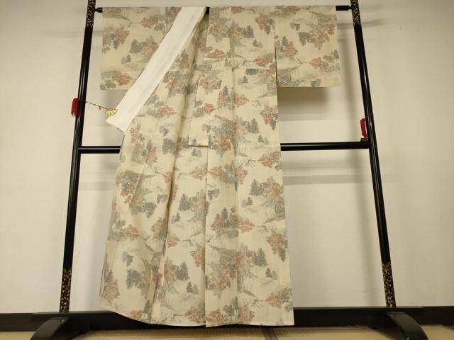 平和屋着物＊夏物 紗紬 風景文 正絹 逸品 AABD6565jd