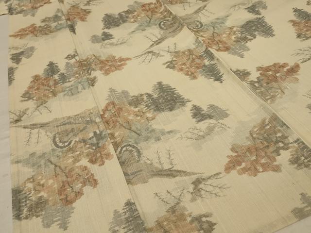 平和屋着物＊夏物 紗紬 風景文 正絹 逸品 AABD6565jd