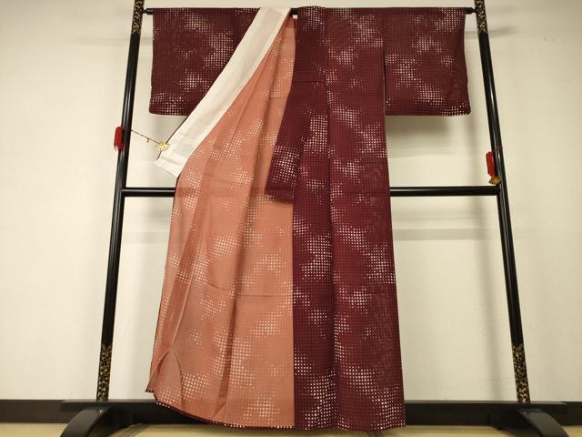 平和屋着物＊夏物 小紋 絽 霞文 正絹 逸品 AABD6567jd