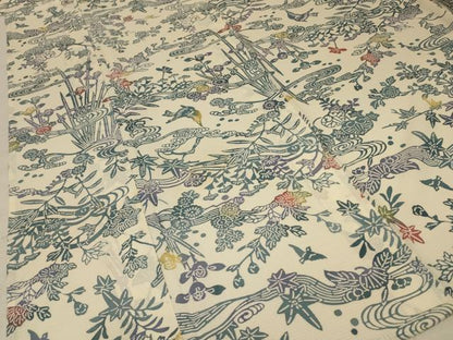 平和屋着物＊夏物　小紋　絽　型染め　花鳥文　正絹　逸品　AABD6568jd