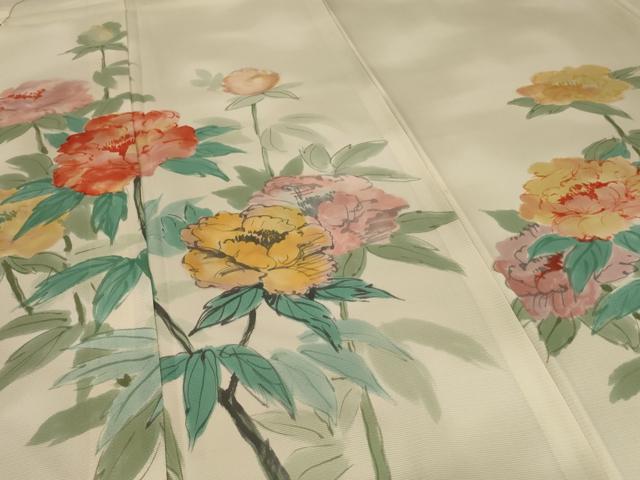 平和屋着物＊夏物 訪問着 絽 手描き 草花文 正絹 逸品 AABD6573jd