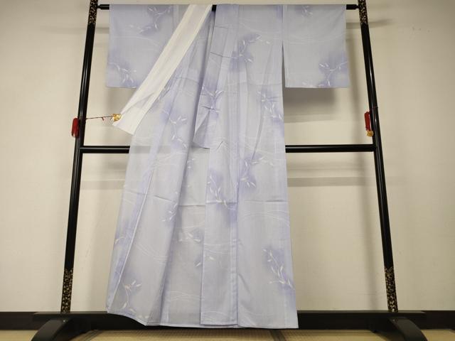 平和屋着物＊夏物 小紋 絽 草花文 洗える着物 AABD6574jd